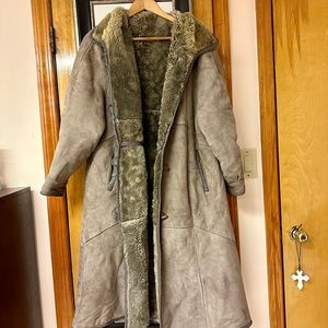 Shearling sheep skin long coat 100% Genuine!